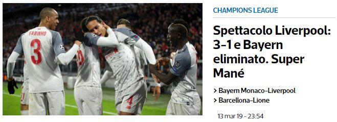 "Spektakuläres Liverpool", "Super Mané": Die "Tuttosport ist begeistert von den Engländern.