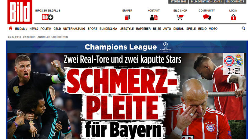 Die Bild  macht die Niederlage der Bayern auch an den frühen Ausfällen fest, schreibt: "Bayern rechnen mit sich selber ab."
