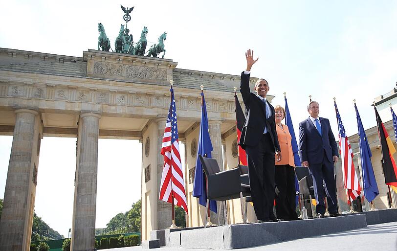 Barack Obama vor seiner Rede am Brandenburger Tor.