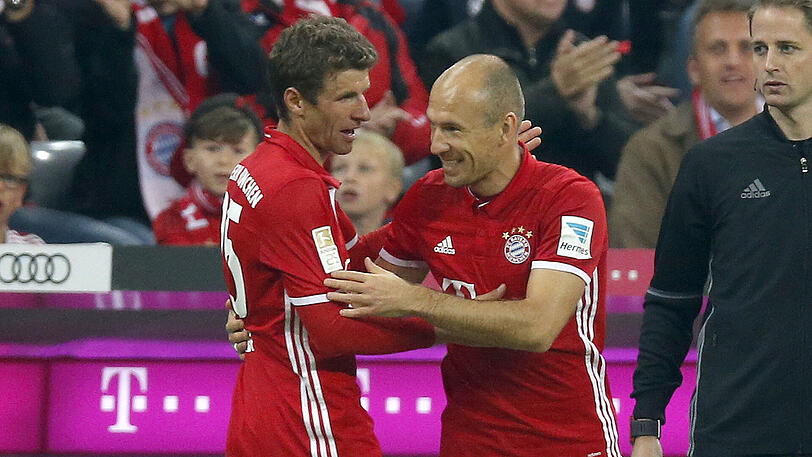 Arjen Robben und Thomas Müller sind bereit für die Aufgabe gegen Arsenal.