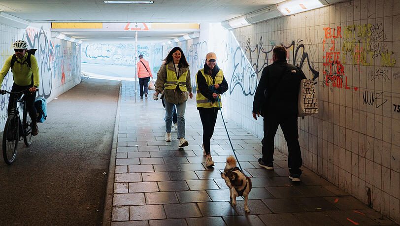 Mischlingshündin Allie (4) steht vor einer Herausforderung. Ihre Suchroute führt sie durch einen Tunnel - knifflig wegen der Luftströmungen. Mischlingshündin Allie (4) steht vor einer Herausforderung. Ihre Suchroute führt sie durch einen Tunnel - knifflig wegen der Luftströmungen.