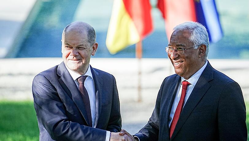 Bundeskanzler Olaf Scholz und der portugiesische Ministerpräsident Antonio Costa in Lissabon.