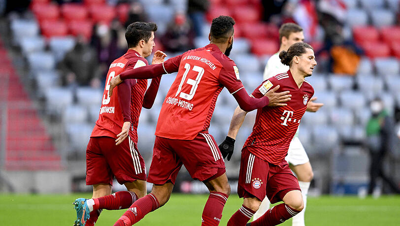 Jubel über den Blitz-Ausgleich von Robert Lewandowski (l.). Marcel Sabitzer (r.) blieb bei seinem Startelf-Einsatz blass.