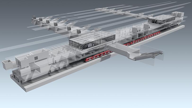 Der neue Ostbahnhof der Zweiten Stammstrecke in 16 Metern Tiefe. Richtung Westen werden ab 2027 Röhren gebohrt. Der neue Ostbahnhof der Zweiten Stammstrecke in 16 Metern Tiefe. Richtung Westen werden ab 2027 Röhren gebohrt.
