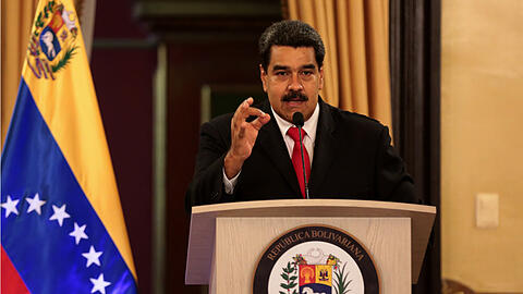 Nicolas Maduro, Präsident von Venezuela, spricht während einer landesweiten Fernsehansprache aus dem Miraflores Palast.