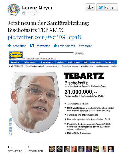 Das Internet sprüht vor Kreativität &ndash; vor allem wenn es darum geht, aktuelle Themen durch den Kakao zu ziehen. Auch der Protz-Bischof Tebartz-van Elst muss dran glauben. Die lustigsten Beiträge.