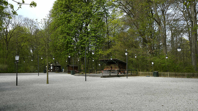Ebenfalls ohne Biertischgarnituren: Der Hirschau-Biergarten.