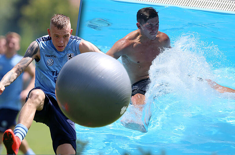 Schwitzen, schwimmen, strampeln: Die Löwen absolvieren am ersten Tag im Trainingslager in Bad Häring ein buntes, abwechslungsreiches Programm. Und sie haben offensichtlich Spaß dabei.