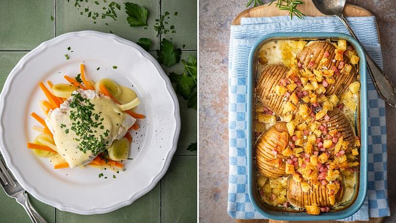 Mostsuppe mit Zimtcroûtons, Kartoffelgratin mit Schinken oder Karpfenfilet in Frankenwein: Diese drei Rezepte bringen den Geschmack Frankens auf den Teller. Mostsuppe mit Zimtcroûtons, Kartoffelgratin mit Schinken oder Karpfenfilet in Frankenwein: Diese drei Rezepte bringen den Geschmack Frankens auf den Teller.
