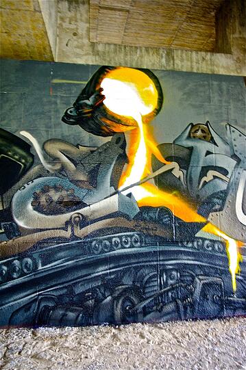 Isart Graffiti Aktion an der Brudermühlbrücke