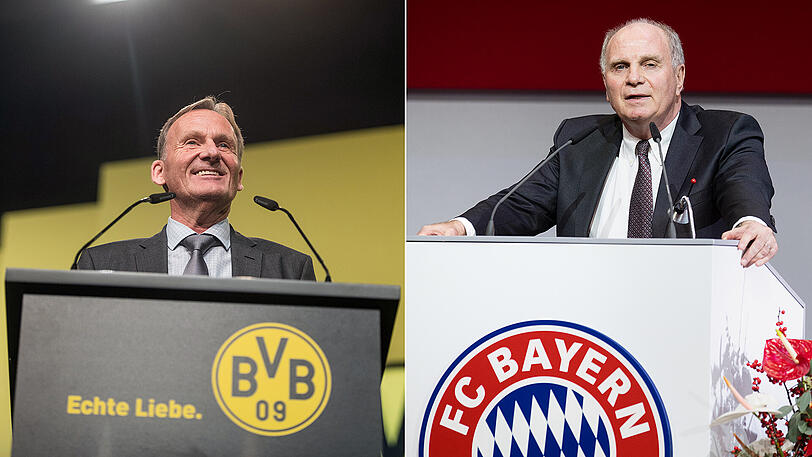 Verbalduell de luxe: Hans-Joachim Watzke und Uli Hoeneß (rechts).