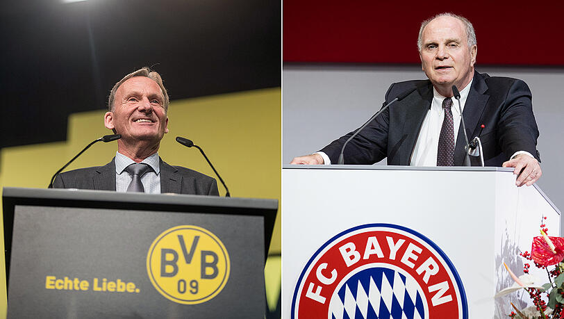 Verbalduell de luxe: Hans-Joachim Watzke und Uli Hoeneß (rechts). Verbalduell de luxe: Hans-Joachim Watzke und Uli Hoeneß (rechts).