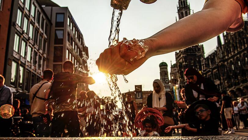 Der Kr&auml;utlmarktbrunnen am Marienplatz.