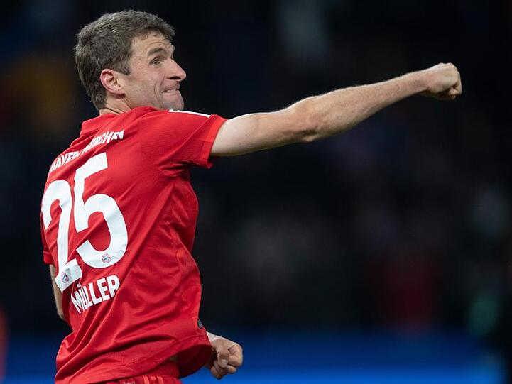 Bayern-Stürmer Thomas Müller traf in Berlin zum zwischenzeitlichen 1:0.