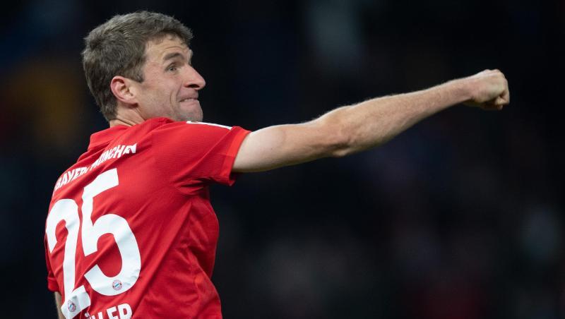Bayern-Stürmer Thomas Müller traf in Berlin zum zwischenzeitlichen 1:0. Bayern-Stürmer Thomas Müller traf in Berlin zum zwischenzeitlichen 1:0.