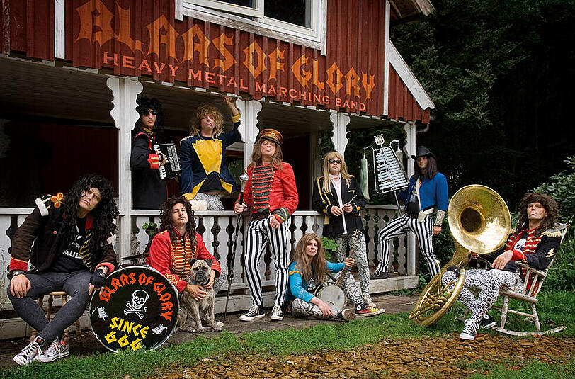 Die Heavy-Metal-Marching-Band &bdquo;Blaas Of Glory&ldquo;.