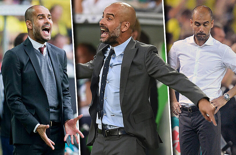 Links: 2014, Rechts: 2013, Mitte: 2015 - Pep Guardiola scheiterte inzwischen zum dritten Mal am Supercup.