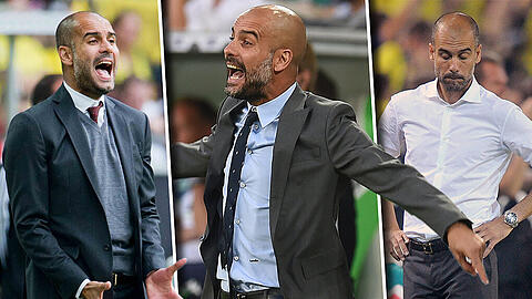 Links: 2014, Rechts: 2013, Mitte: 2015 - Pep Guardiola scheiterte inzwischen zum dritten Mal am Supercup.
