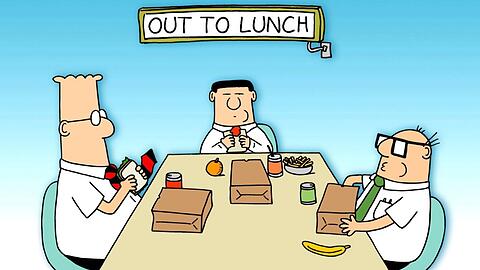 Ob hier die Work-Life-Balance noch stimmt? Der Wirtschaftswissenschaftler und Manager Scott Adams entwickelte die Angestelltenfigur Dilbert in endlosen Meetings der US-Telefongesellschaft Pacific Bell. Es entstand ein global erfolgreicher Comic über die Büroarbeitswelt.