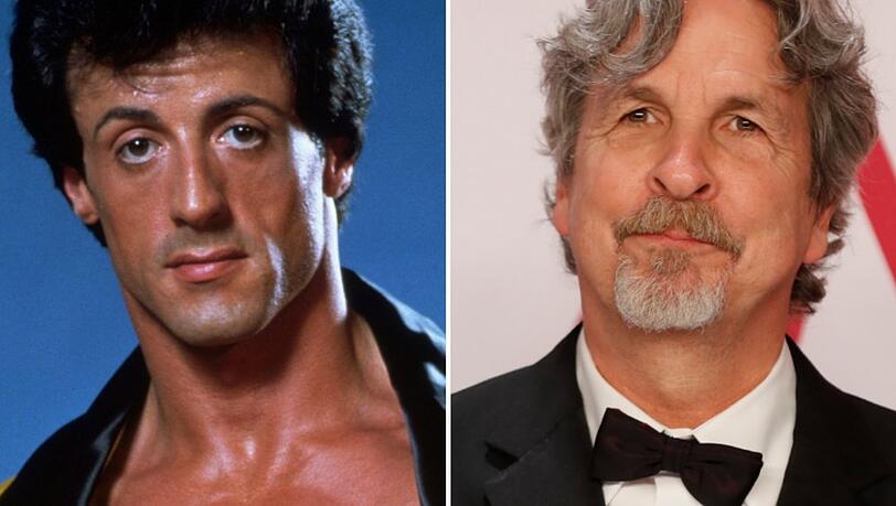 Sylvester Stallone als Rocky Balboa in "Rocky", daneben "I Play Rocky"-Regisseur Peter Farrelly.