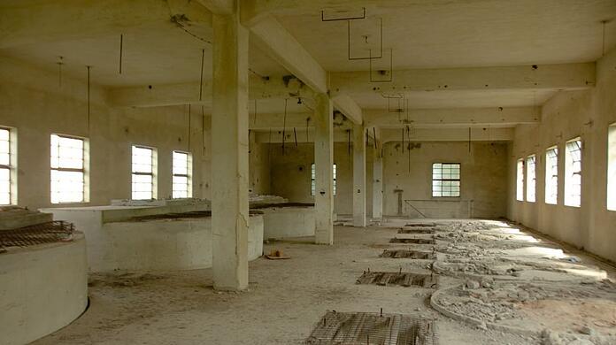 Einer der unter Denkmalschutz stehenden Innenräume der Fabrik.