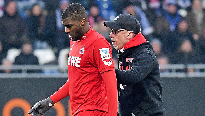 Anthony Modeste und Trainer Peter Stöger (rechts). Anthony Modeste und Trainer Peter Stöger (rechts).