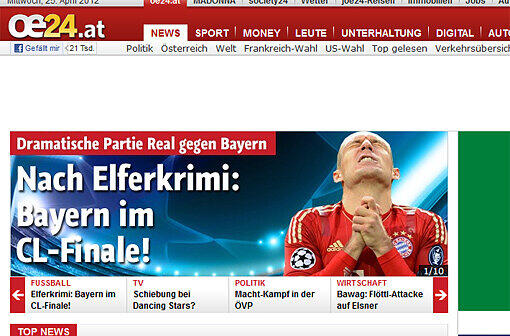 Das Onlineportal der Tageszeitung "Österreich".
