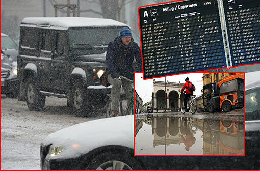 In München gibt's am Dienstag keinen Schnee. Trotzdem fallen zahlreiche Flüge am Flughafen aus - wegen des Schneechaos in Frankfurt am Main. Dort geht momentan gar nichts mehr.