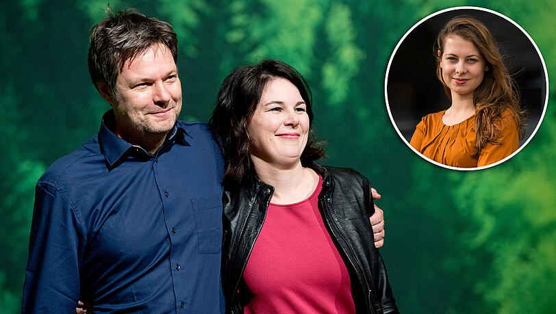 Robert Habeck (l) und Annalena Baerbock (r). Im AZ-Interview spricht die stellvertretende Bundesvorsitzende Jamila Schäfer (kl. Bild) über die neue Doppelspitze Robert Habeck (l) und Annalena Baerbock (r). Im AZ-Interview spricht die stellvertretende Bundesvorsitzende Jamila Schäfer (kl. Bild) über die neue Doppelspitze