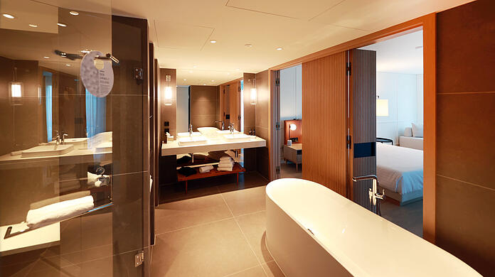Ein Blick ins Zimmer. Das Marriott ist eher hochpreisig.