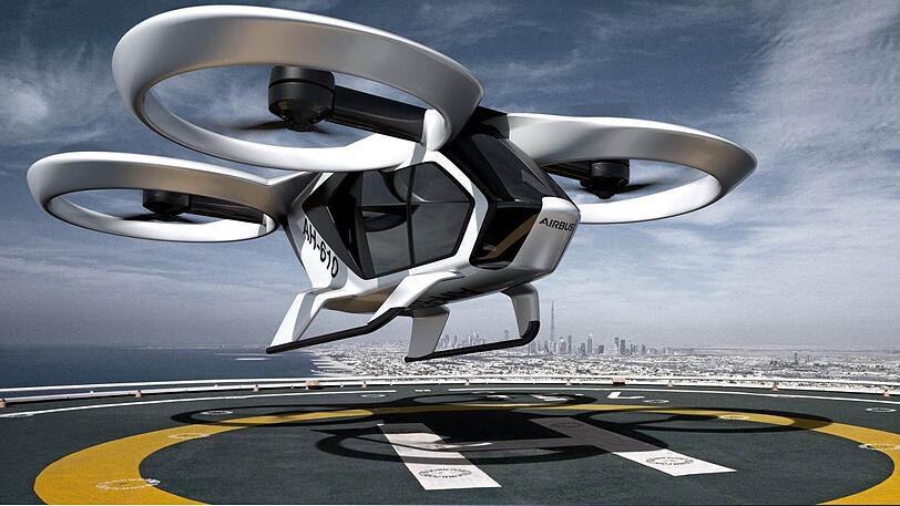 Eine von Airbus erstellte Computergrafik zeigte eine "CityAirbus", wie sie ab Montag auch über Ingolstadt fliegen soll.