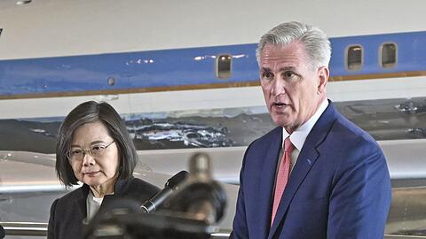 Ranghohes Meeting: In den USA war Tsai Ing-wen unter anderem mit dem Vorsitzenden des US-Abgeordnetenhauses, Kevin McCarthy, zusammengetroffen.