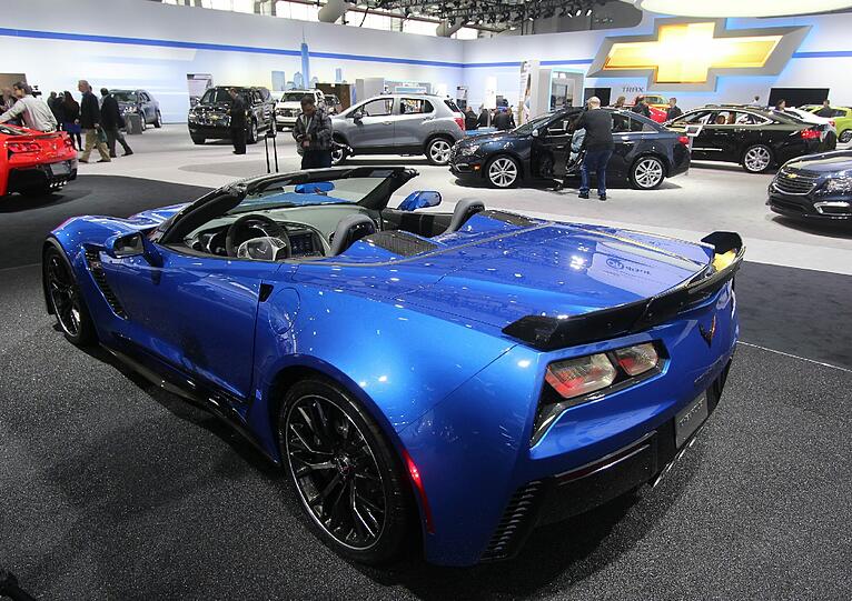 Messe-Star: Die offene Version der Corvette Z06 von Chevrolet hat in New York ein Heimspiel. Der Sportwagen leistet 465 kW/633 PS.