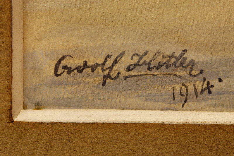 Die Unterschrift von Adolf Hitler ist in einem Auktionshaus in Nürnberg auf einem Aquarell von Adolf Hitler zu lesen.