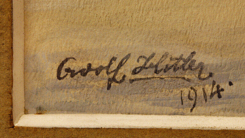 Die Unterschrift von Adolf Hitler ist in einem Auktionshaus in Nürnberg auf einem Aquarell von Adolf Hitler zu lesen. Die Unterschrift von Adolf Hitler ist in einem Auktionshaus in Nürnberg auf einem Aquarell von Adolf Hitler zu lesen.