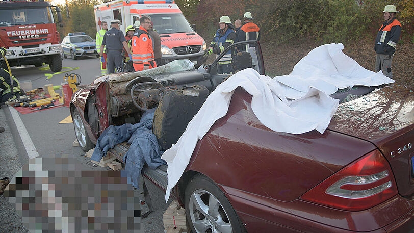 Ein Mercedes mit Totalschaden, ein schwerverletzter Autofahrer und zwei tote Pferde auf der Landstraße. Die schrecklichen Bilder aus Gangkofen