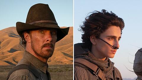 Vergangenheit trifft Zukunft: Benedict Cumberbatch in "The Power of the Dog" (li.) und Timothée Chalamet in "Dune".