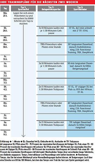 Ihr Trainingsplan für die Ende Januar/Anfang Februar.