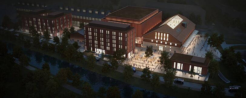 Das Gelände des Gasteig Sendling in einer Simulation des Architekturbüros Gerkan, Marg und Partner.