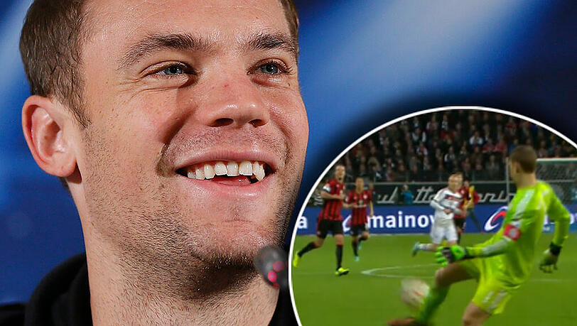 Manuel Neuer sorgt mit einem Pass per Hacke im Spiel gegen Eintracht Frankfurt für Aufsehen.