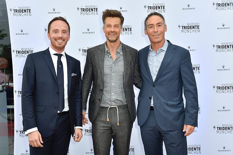 Adrian Blommer (Brand Manager Maserati), Wayne Carpendale, Achim Saurer (Managing Director Maserati)