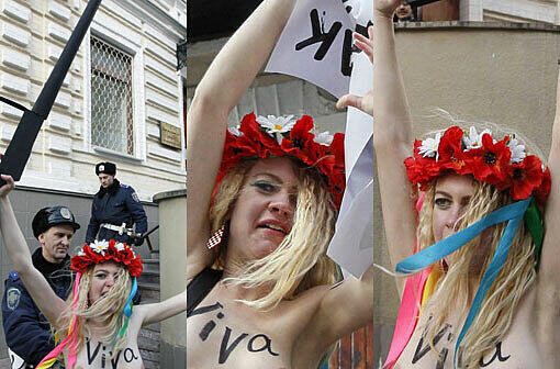 Wie zum Beispiel diese hier: Nacktprotest in der Ukraine...