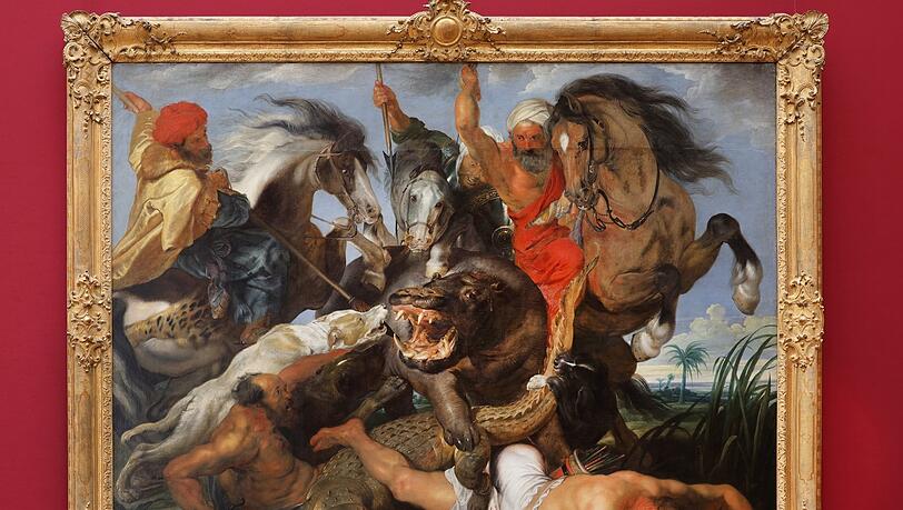 Und hier ein echter Rubens: Jagd auf Nilpferd und Krokodil (1616). Und hier ein echter Rubens: Jagd auf Nilpferd und Krokodil (1616).