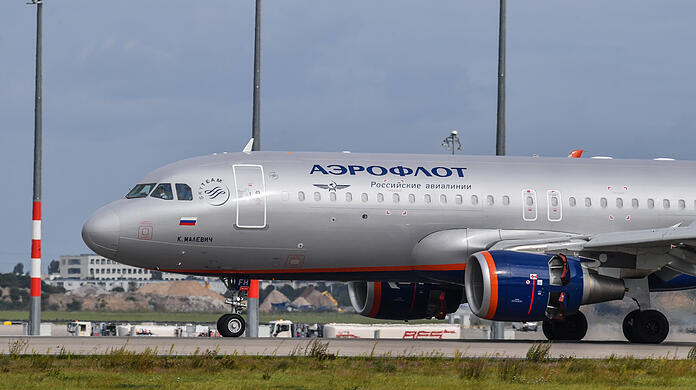Ein Passagierflugzeug der russischen Luftfahrtlinie Aeroflot.