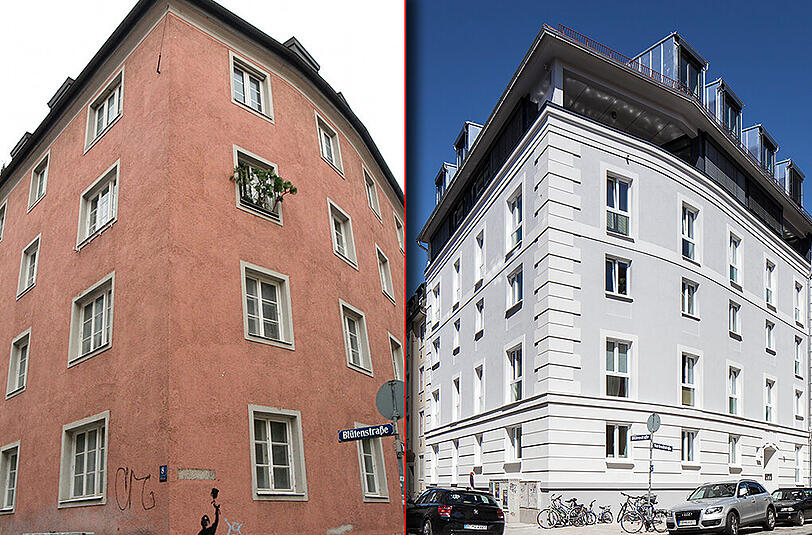 Das Haus in der Blütenstraße vor und nach der Renovierung.