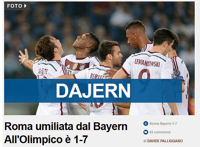 "Rom von Bayern gedemütigt" Tuttosport (Italien)