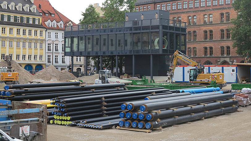 Riesen-Baustelle in der Innenstadt: So schaut's aktuell am Marienhof aus. Die Bauarbeiten für die Zweite Stammstrecke sind in vollem Gange.