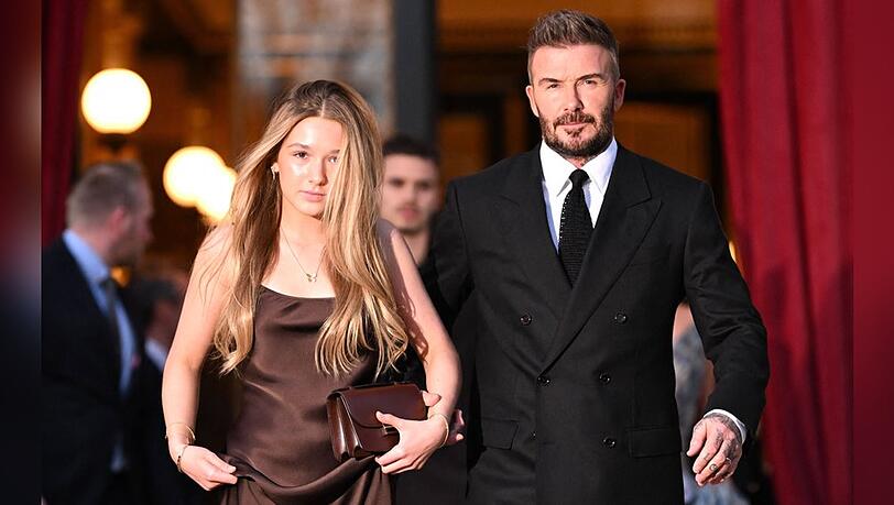 Harper Beckham, hier mit Vater David, begleitet ihre Familie schon lang zu öffentlichen Auftrittem-