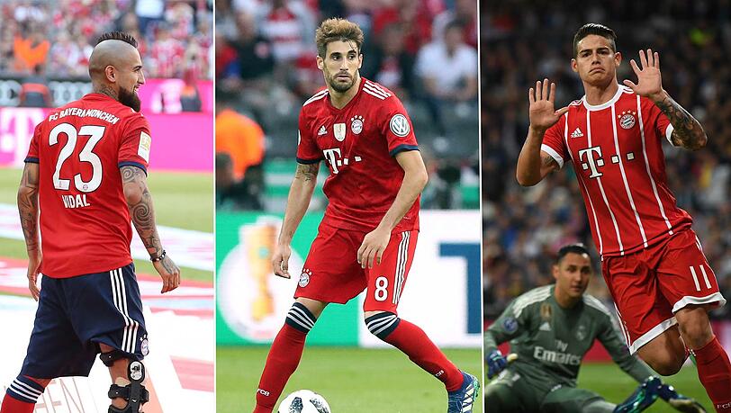 Krieger, Abräumer, Stratege: Bayerns Mittelfeld-Stars Arturo Vidal, Javi Martínez und James Rodríguez (v.l.). Krieger, Abräumer, Stratege: Bayerns Mittelfeld-Stars Arturo Vidal, Javi Martínez und James Rodríguez (v.l.).