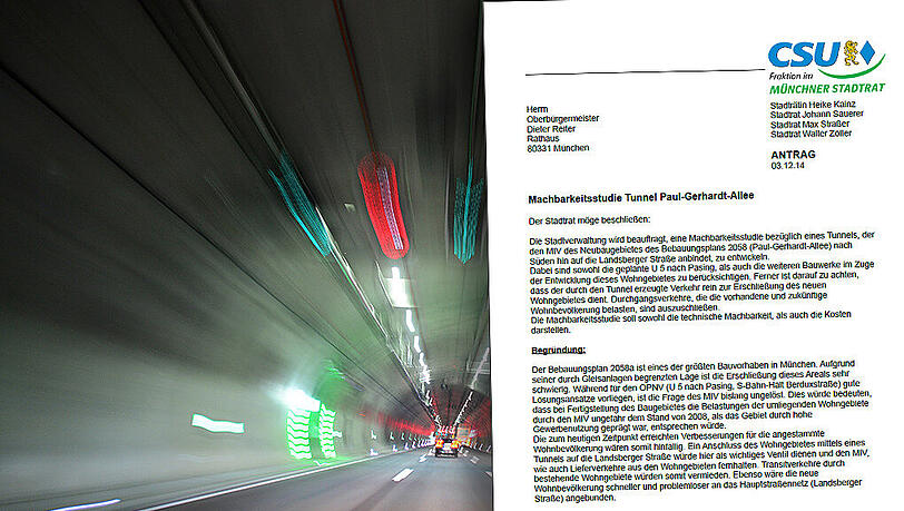 Die CSU-Fraktion fordert eine Machbarkeitsstudie über ein mögliches Tunnel im Münchner Westen. Die CSU-Fraktion fordert eine Machbarkeitsstudie über ein mögliches Tunnel im Münchner Westen.